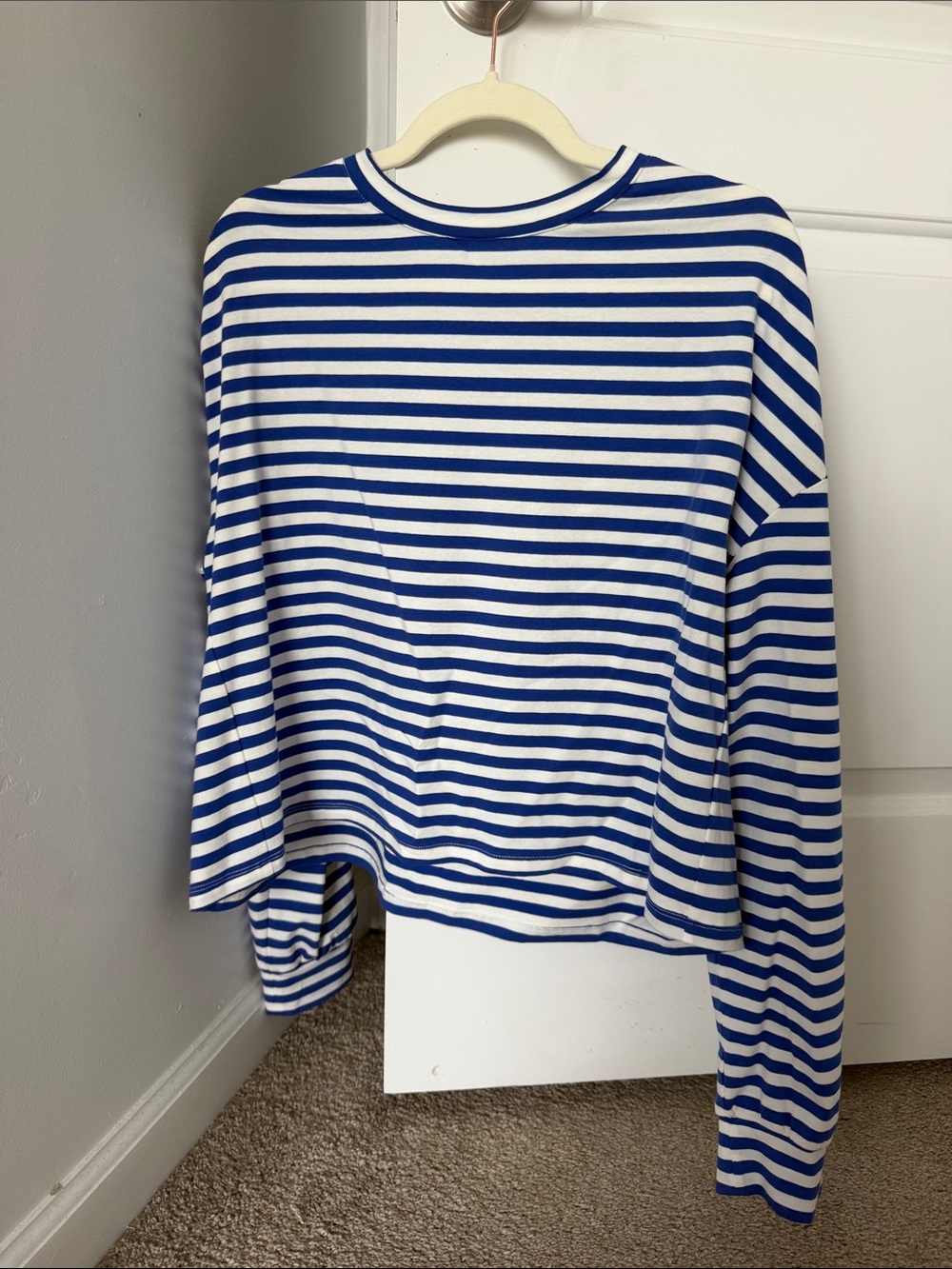 Coco Lilly Blue and White Striped Long Sleeve Tee
